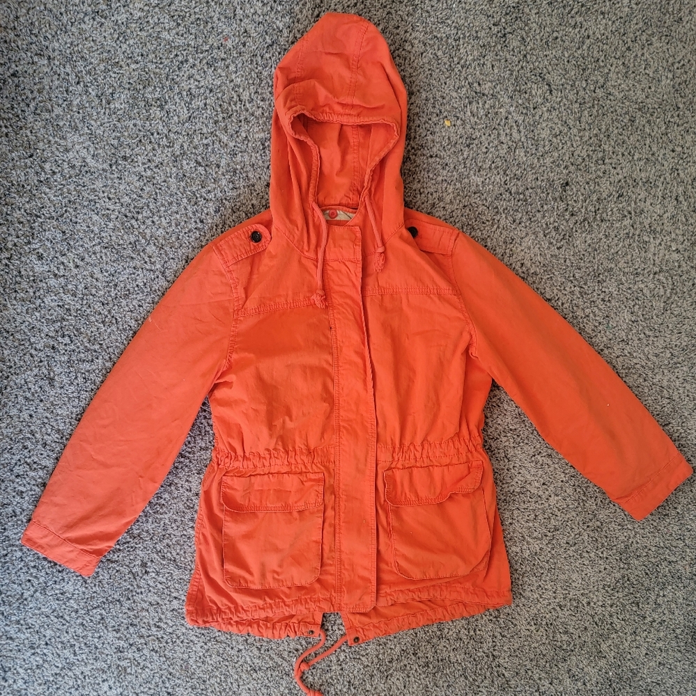 Old Navy Orange Anorak Jacket with Removable lining and Hood Size Large